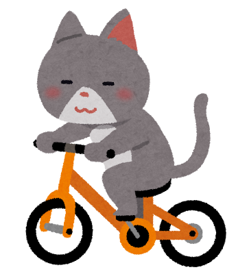 自転車に乗った猫のイラスト（動物）