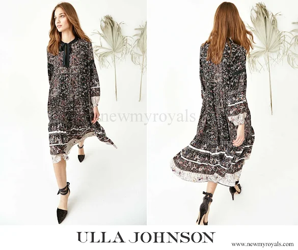 Princess Mette-Marit wore Ulla Johnson Isabetta Printed Silk A-line Dress