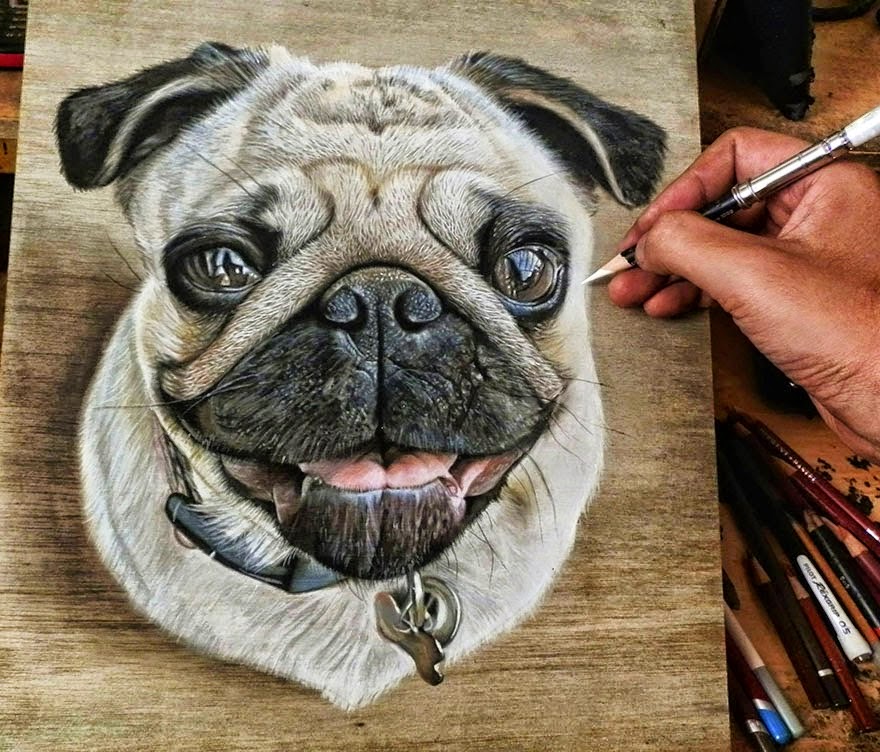 Lukisan Tampak Nyata Anjing