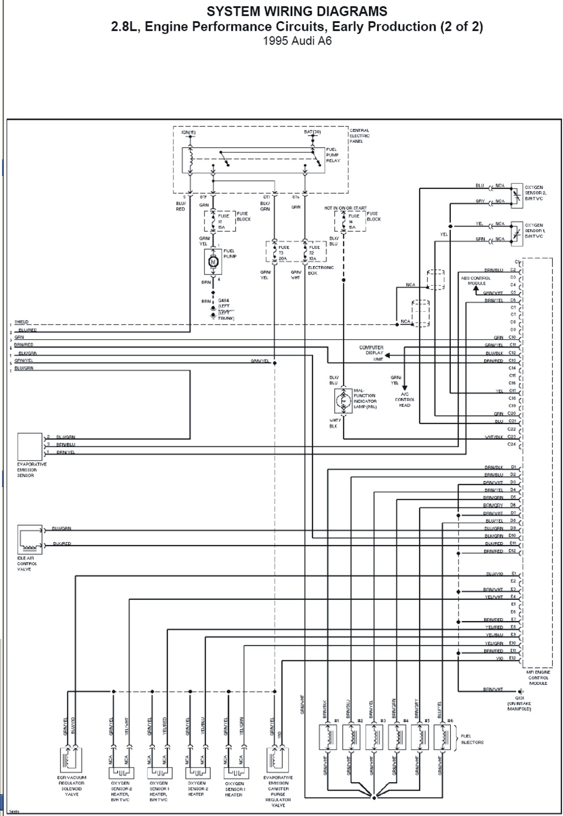 1996 Audi A6 Engine Performance Circuits Wiring Diagrams