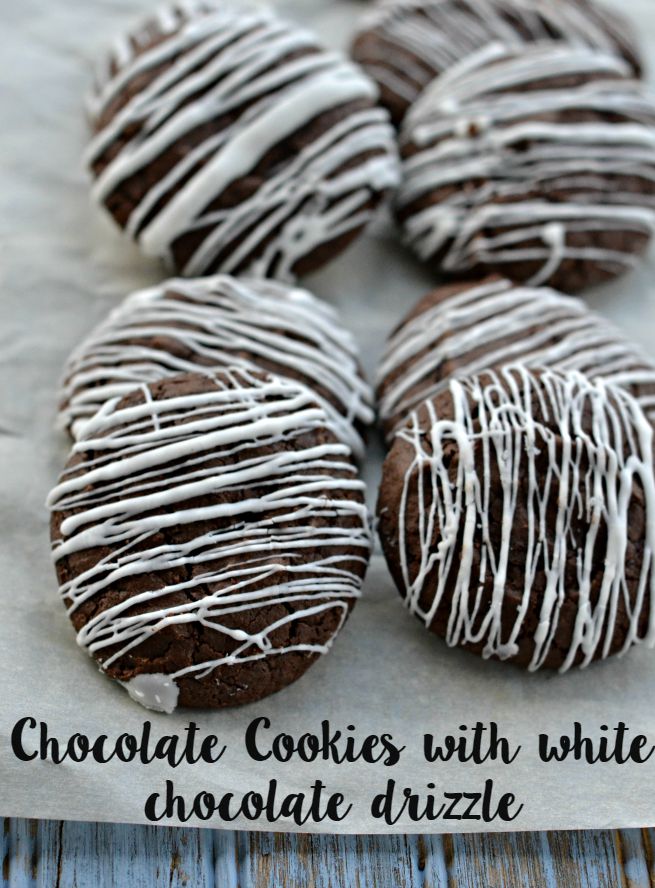 Chocolate Cookies with White Chocolate Drizzle. Chocolate Cookies with White Chocolate Drizzle.  These make for an amazing gift or bring to a potluck to impress your friends, coworkers and family.
