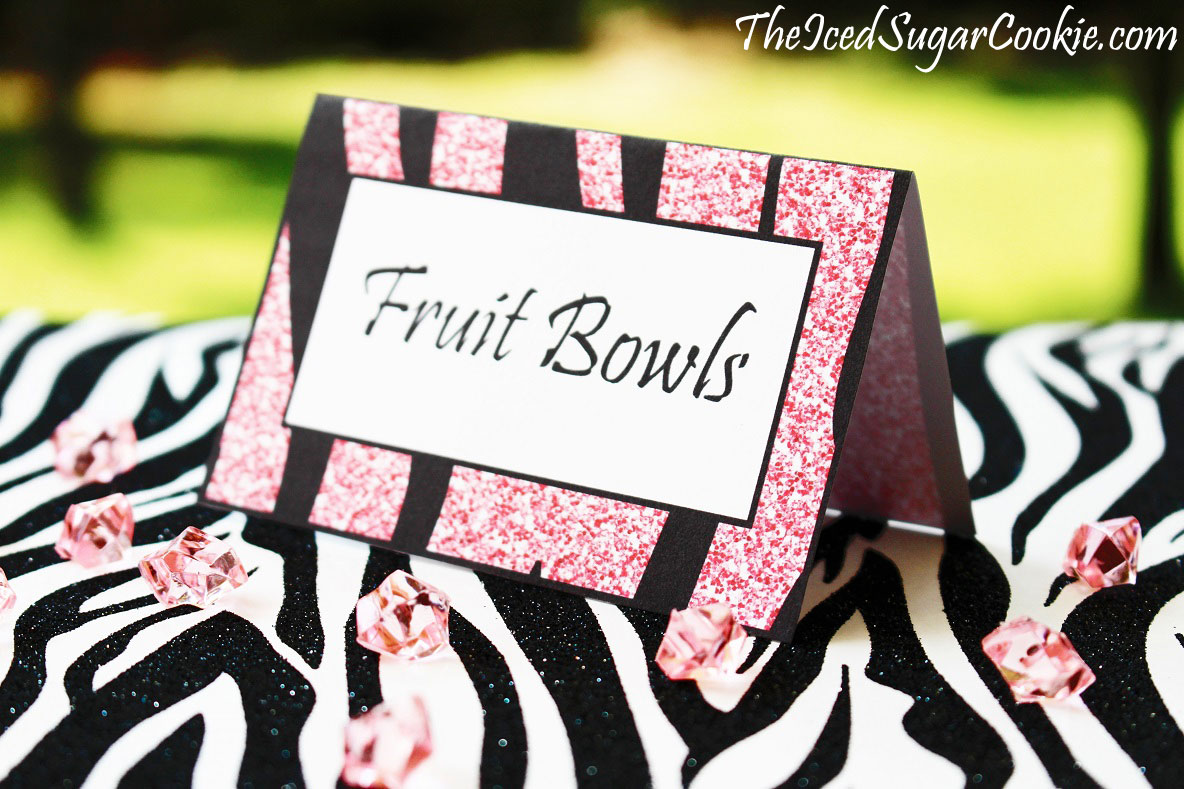 DIY Birthday Blog DIY Pink Glitter Zebra Birthday Party Food Label Tent CardsDigital Download