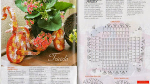 Portamaceta: Triciclo al crochet