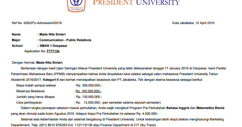 Contoh Soal Seleksi Beasiswa President University Barisan Contoh