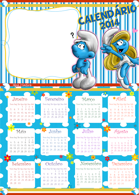 Calendários 2014 Smurfs 