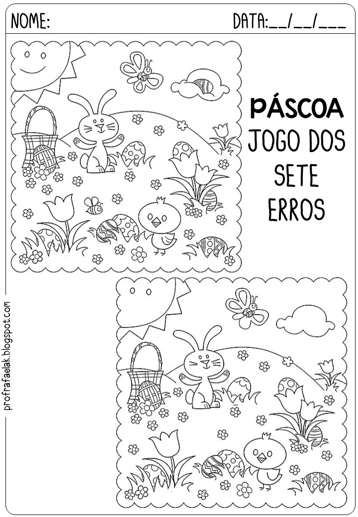 JOGO DOS SETE ERROS PARA IMPRESSÃO, TEMA PÁSCOA