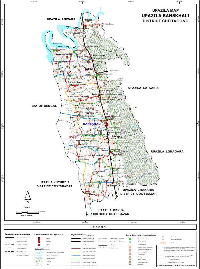 Banshkhali Upazila Map Chittagong District Bangladesh