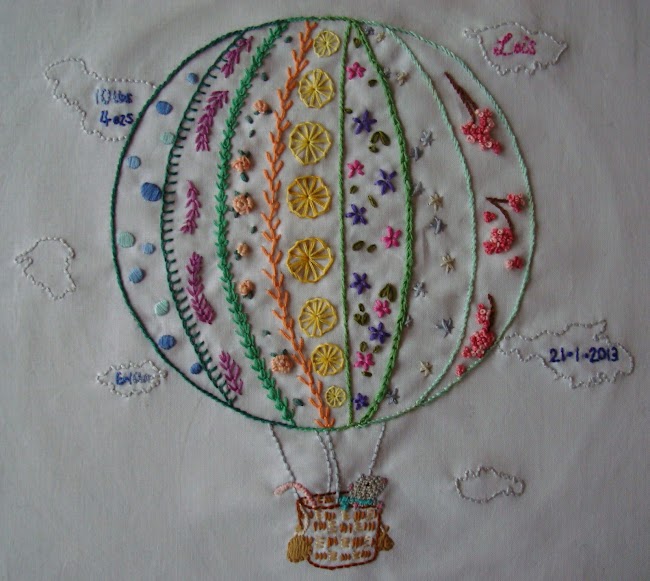 hot air balloon embroidery sampler