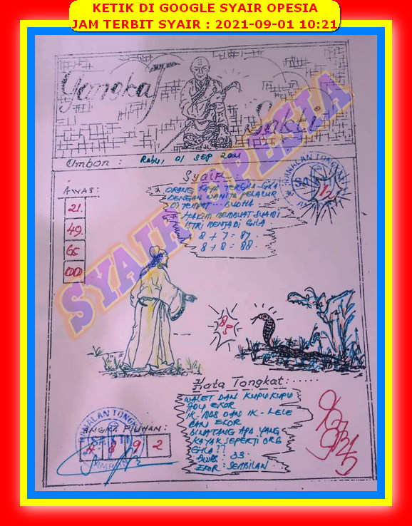 Syair Sdy Hari Ini Rabu 1 September 2021 Opesia Official