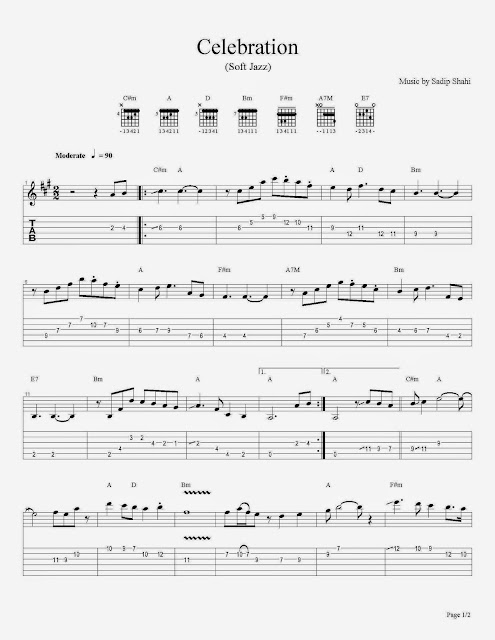 1 Tabs for Easy Guitar "Celebration" Musical Compositions of the contribuitor Sadip Shahi from Nepal. Tablature sheet music for guitart