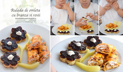 Rulada de omleta cu rosii si branza