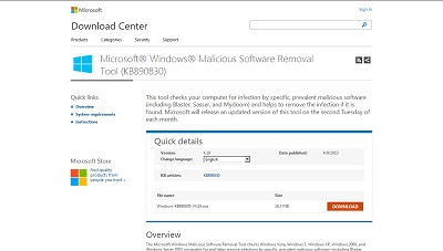 Microsoft Malicious Software Removal Tool, Antivirus