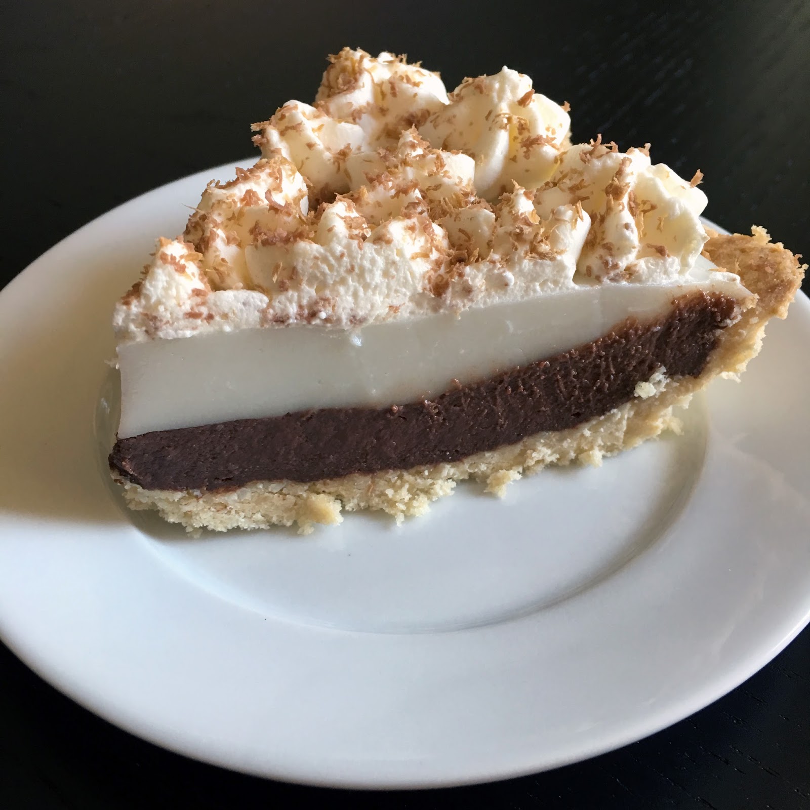 Chocolate Haupia Pie with Toasted Coconut Crust