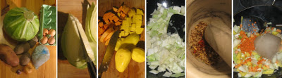 Zubereitung Weißkohl-Gemüse-Curry mit Eiern