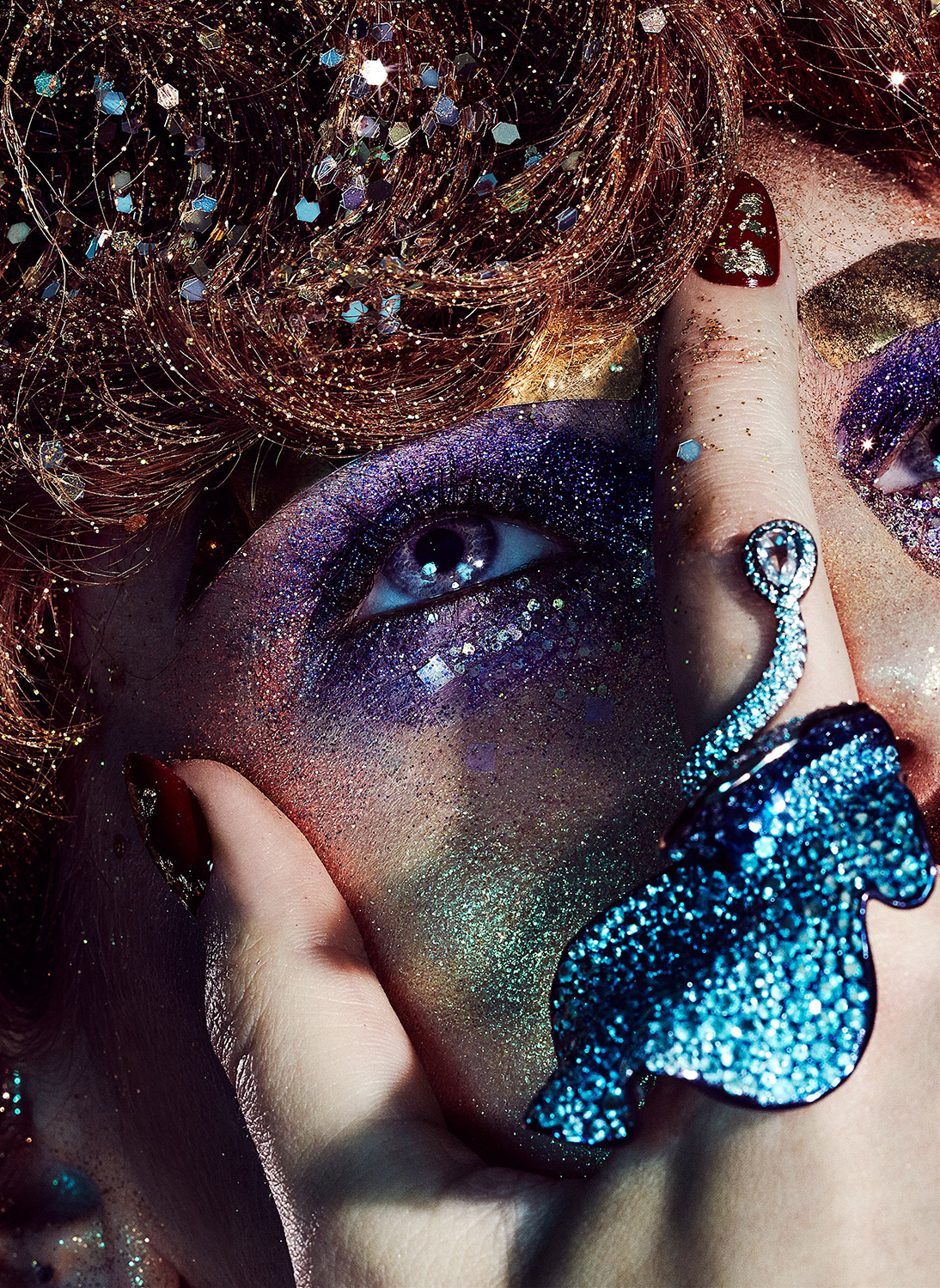 Holiday New Year's Jewelry Editorial for Landmark Magazine Glitter