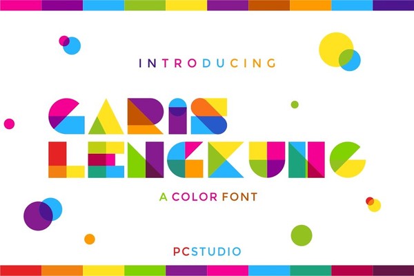 Garis Lengkung Colorful Font