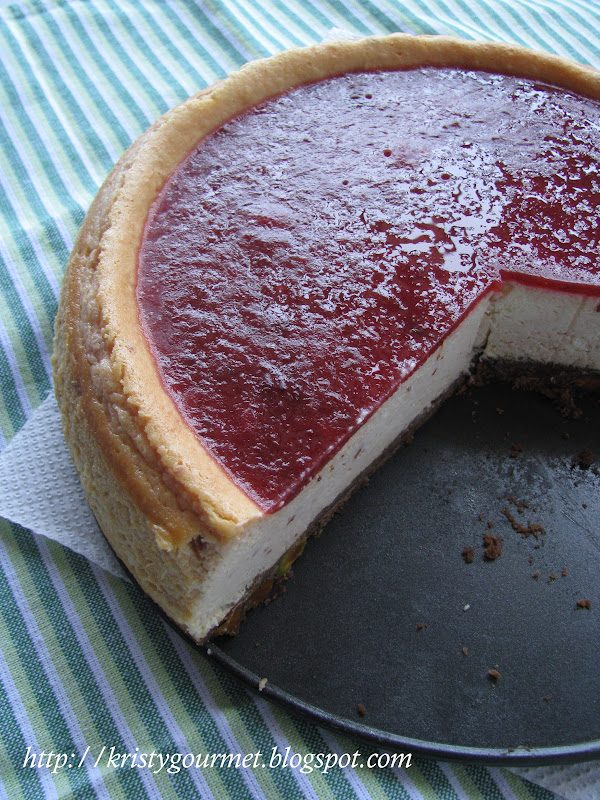 Sweet Plum Sour Cream Cheesecake