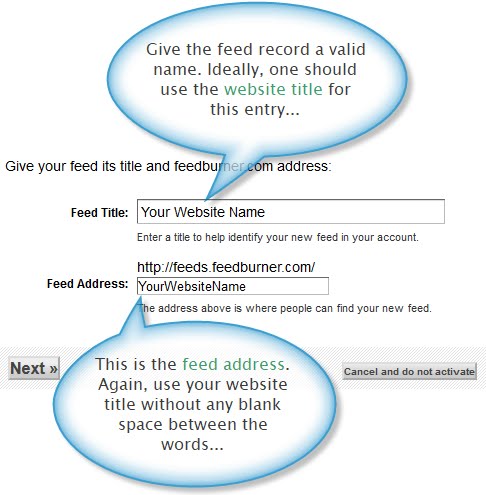 Feedburner feed name setting