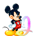Alfabeto animado de personajes Disney con letras de colores J.