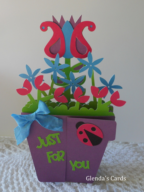 Glenda's Cards Cricut Spring Flower Pot Card