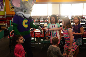 Meeting the big guy before the party got started #ChuckECheeseParty