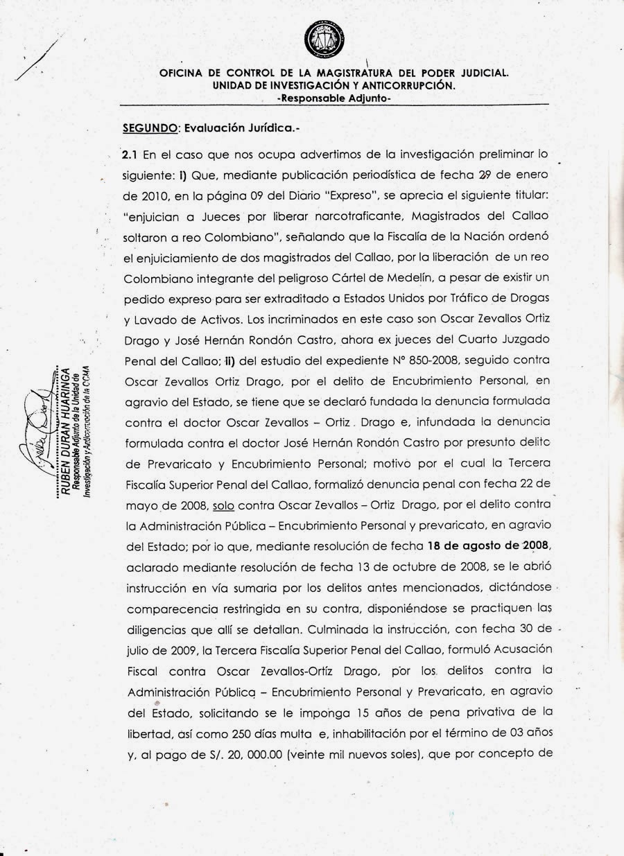 Oscar Zevallos Ortiz Drago Resolucion