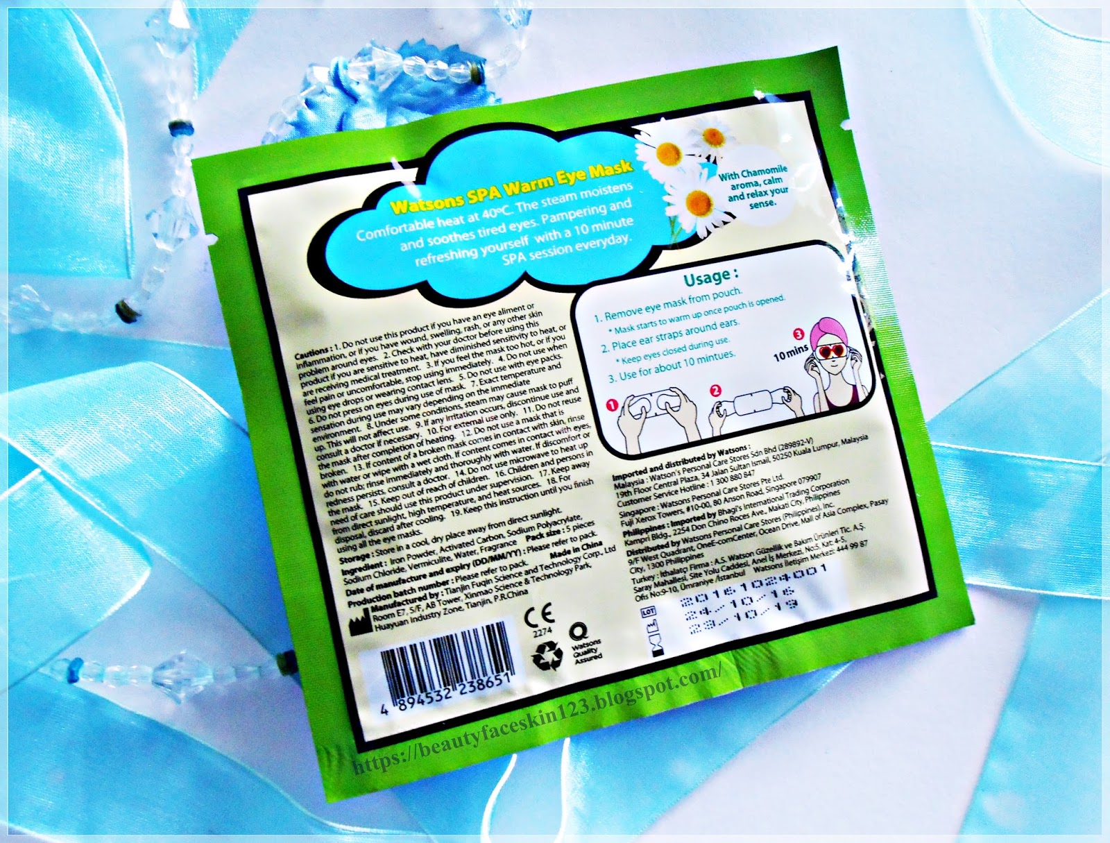 GREAT SKINandLIFE REVIEW ON WATSONS CHAMOMILE SPA WARM EYE MASK AND