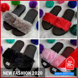 MRTT133S52 Sandal Bulu Wanita Selop Rasfur Keren BMGShop