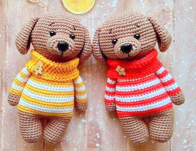 amigurumi dog in sweater crochet pattern