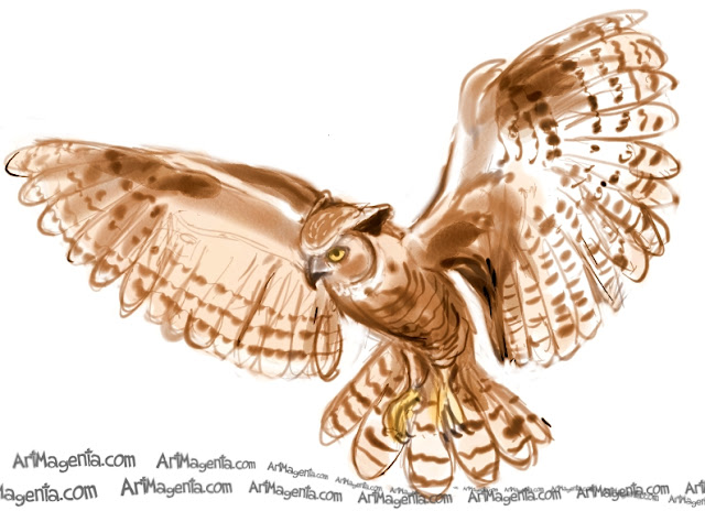 Great Horned Owl is a bird sketch by Artmagenta