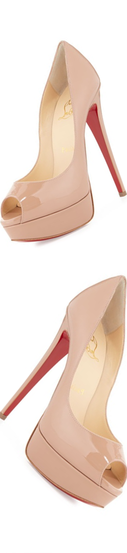 Christian Louboutin Lady Peep Patent Pump nude