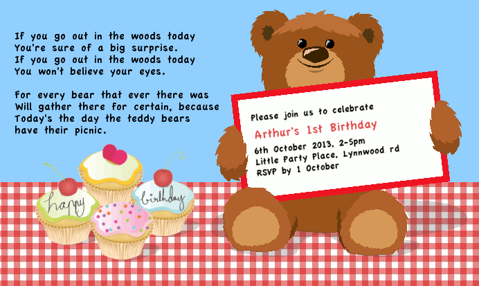 Teddy Bears Picnic Party Invitation Free Template