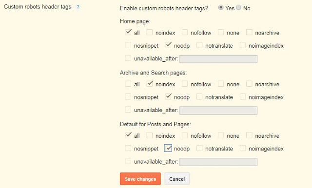 Custom Robots Header Tags Settings For Blogger - Techraazz Custom Robots Header Tags