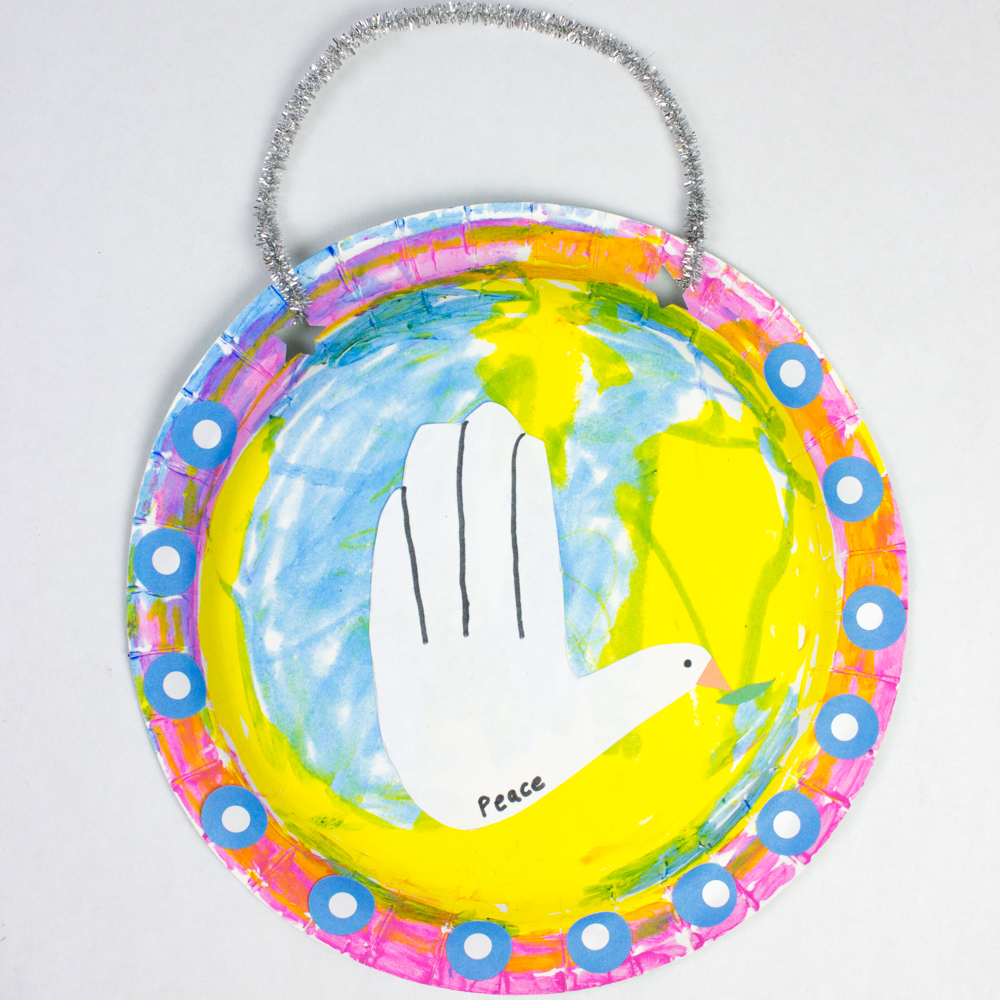 Handprint Christmas Peace Dove Art Pink Stripey Socks