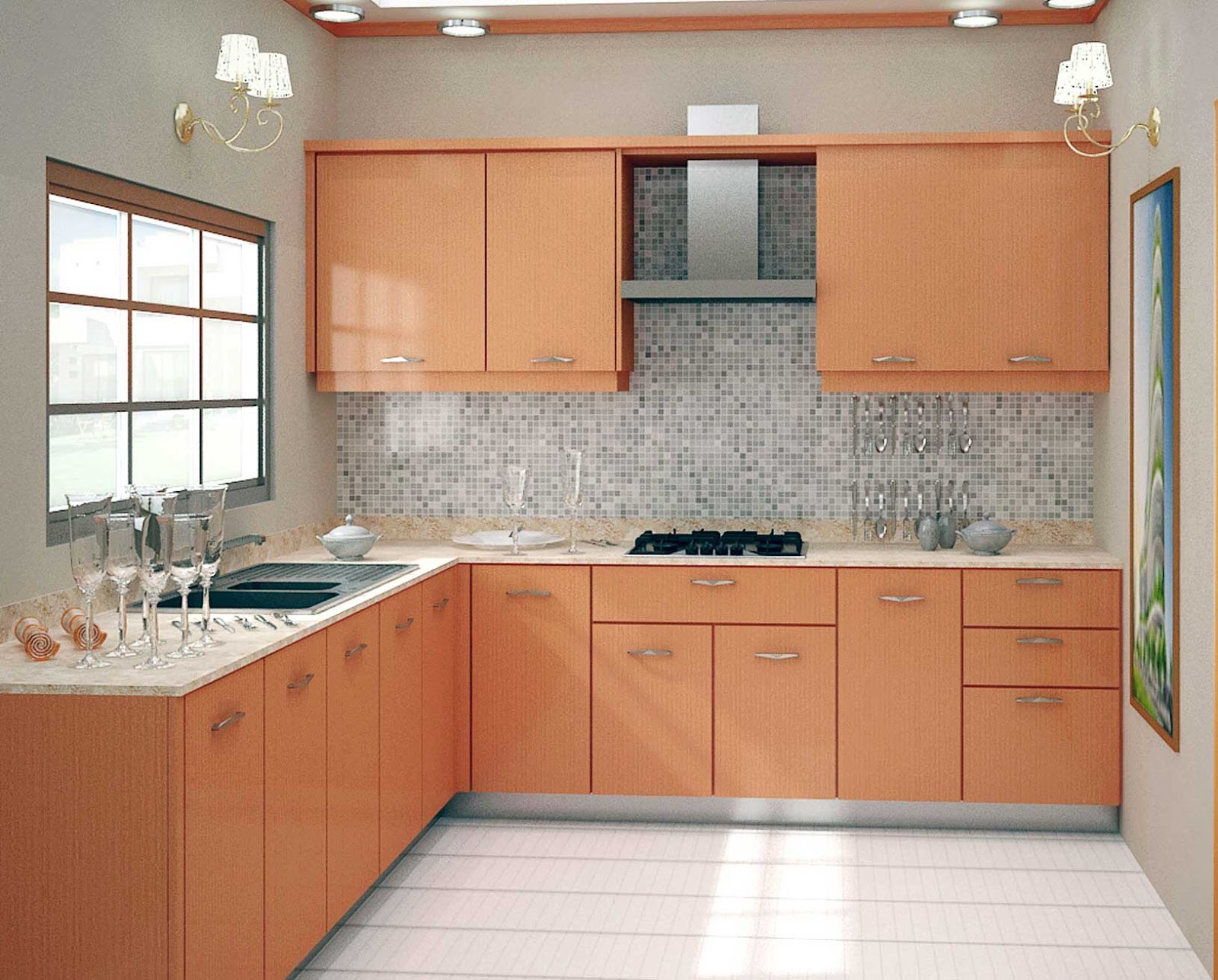 cabinet design for kitchen with glass