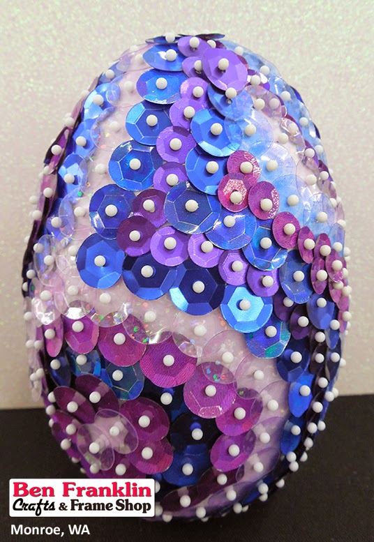 Ben Franklin Crafts and Frame Shop, Monroe, WA DIY Sequin Easter Eggs in a Basket