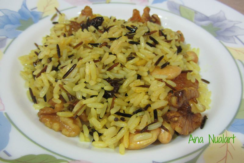 La cocinera de Bétulo ARROZ SALVAJE CON FRUTOS SECOS Y CURRY