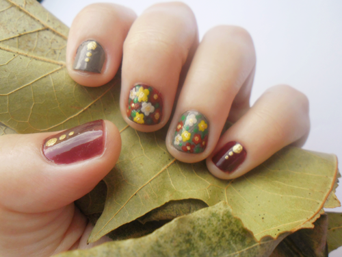 Nail art tutorial Fall flowers