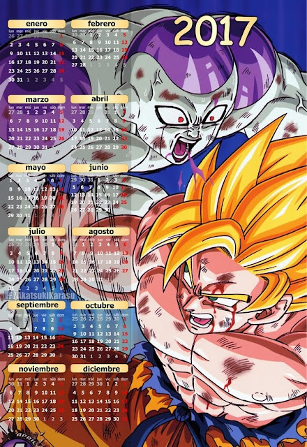 calendario 2017 anime dbz