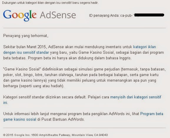 Kebijakan Baru Google AdSense Kebijakan Baru Google AdSense