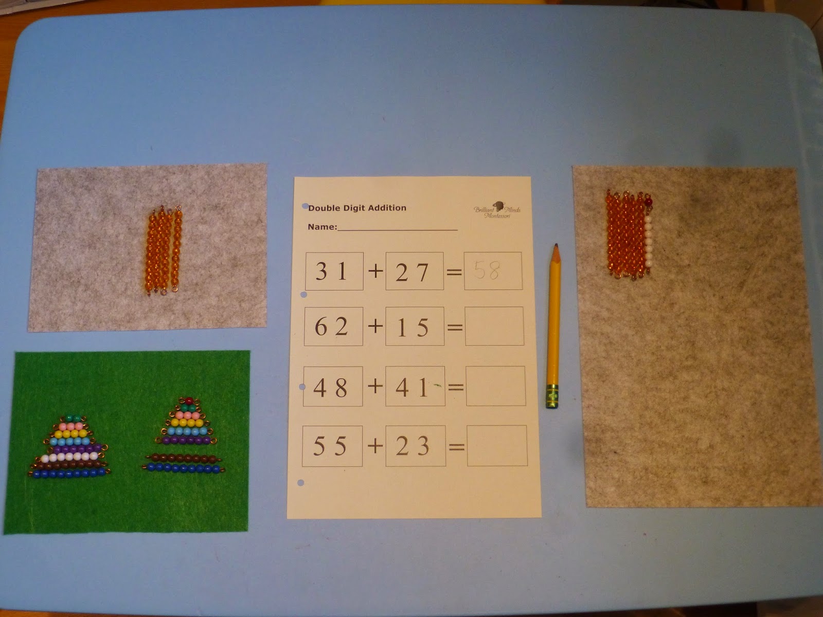 Family FECS: Montessori Activity: Static Addition with Golden Beads