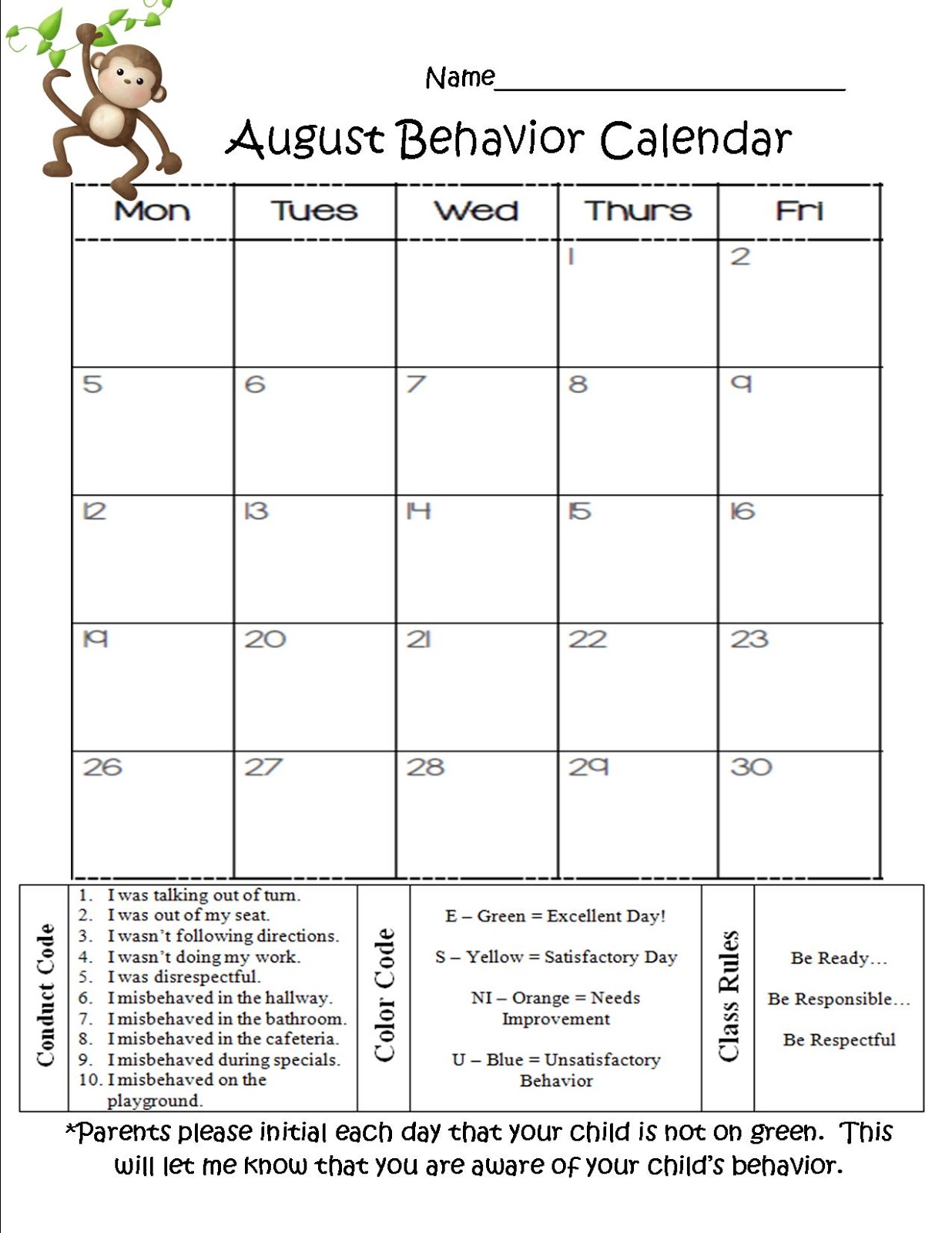 mrs-cook-s-2nd-grade-blog-monthly-behavior-calendar