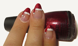 christmas santa hat nails holiday manicure tips days series stiletto glittery
