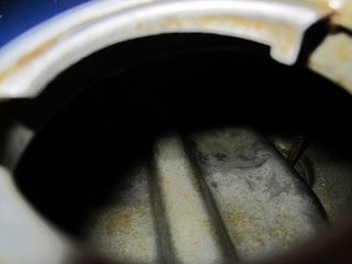 Inside fuel tank after rust removal with electrolysis