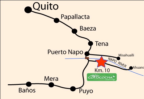 mapa Cotococha Amazon Lodge - Tena