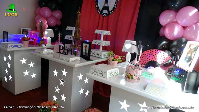 Decoração de mesa tema Paris - Festa de aniversário feminino