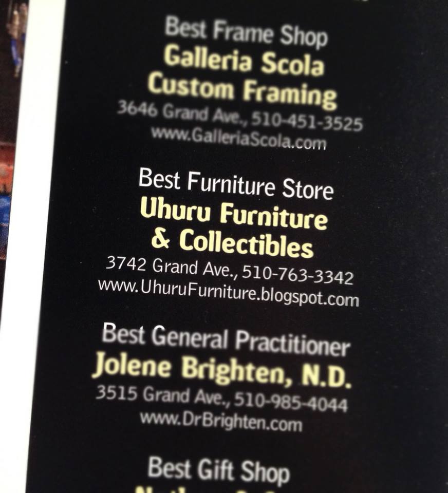 Thank you supporters! We WON the Oakland Magazine's 'Best Furniture Store' three years in a row!