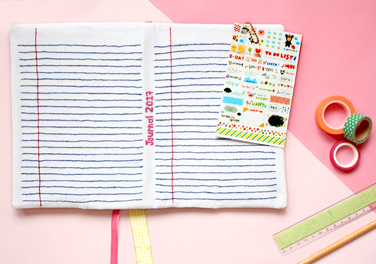 diy fabric journal cover embroidery
