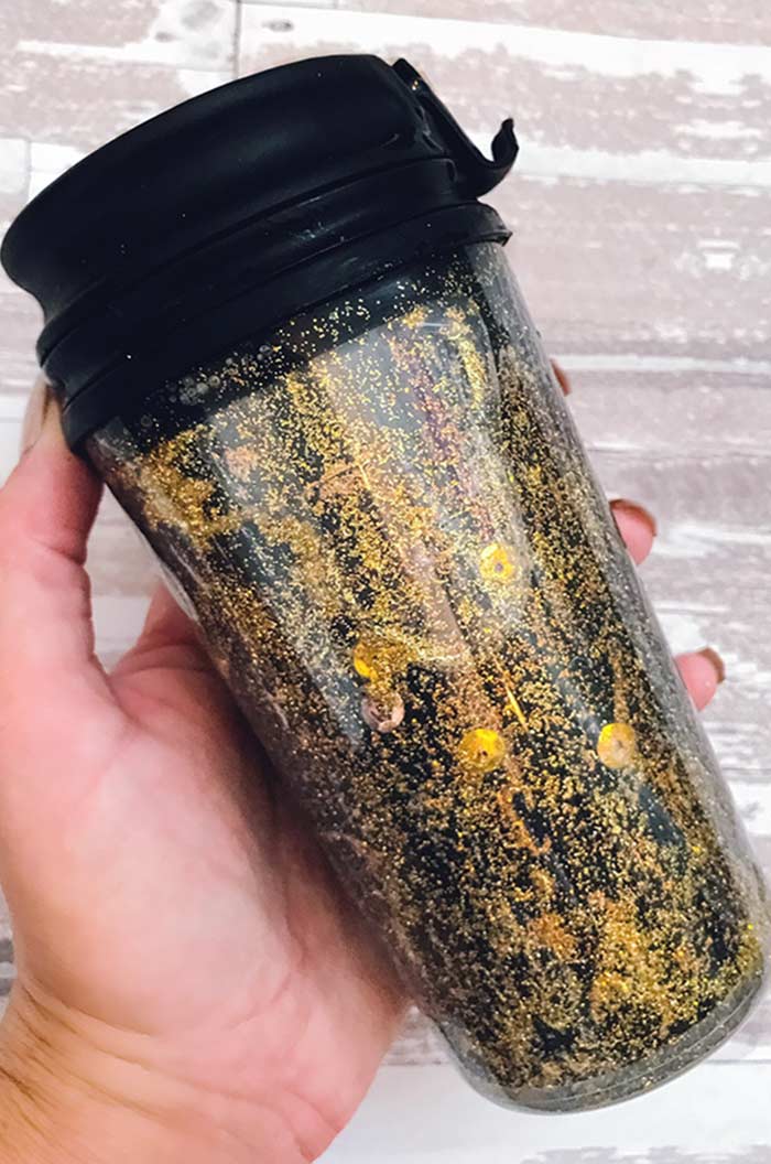 Easy DIY Falling Glitter Travel Mug Sunny Day Family