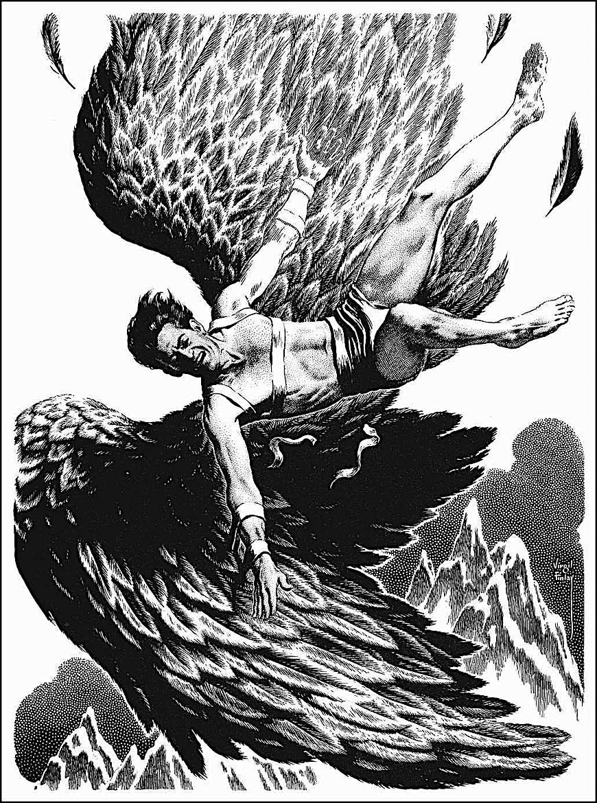 Virgil Finlay a Virgil Finlay illustration, Icharus